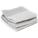 Full Circle Tidy 100% Organic Cotton Dish Cloths 3 Pack - Absorbent, Reusable, Kitchen Towels, Eco-Friendly, Machine Washable - Gray