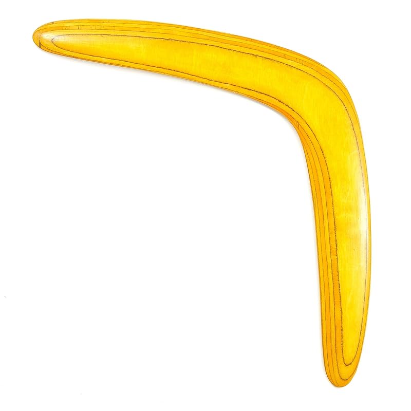 Boomerang "Yellow". Made of wood. Handcrafted returning boomerang. Size
