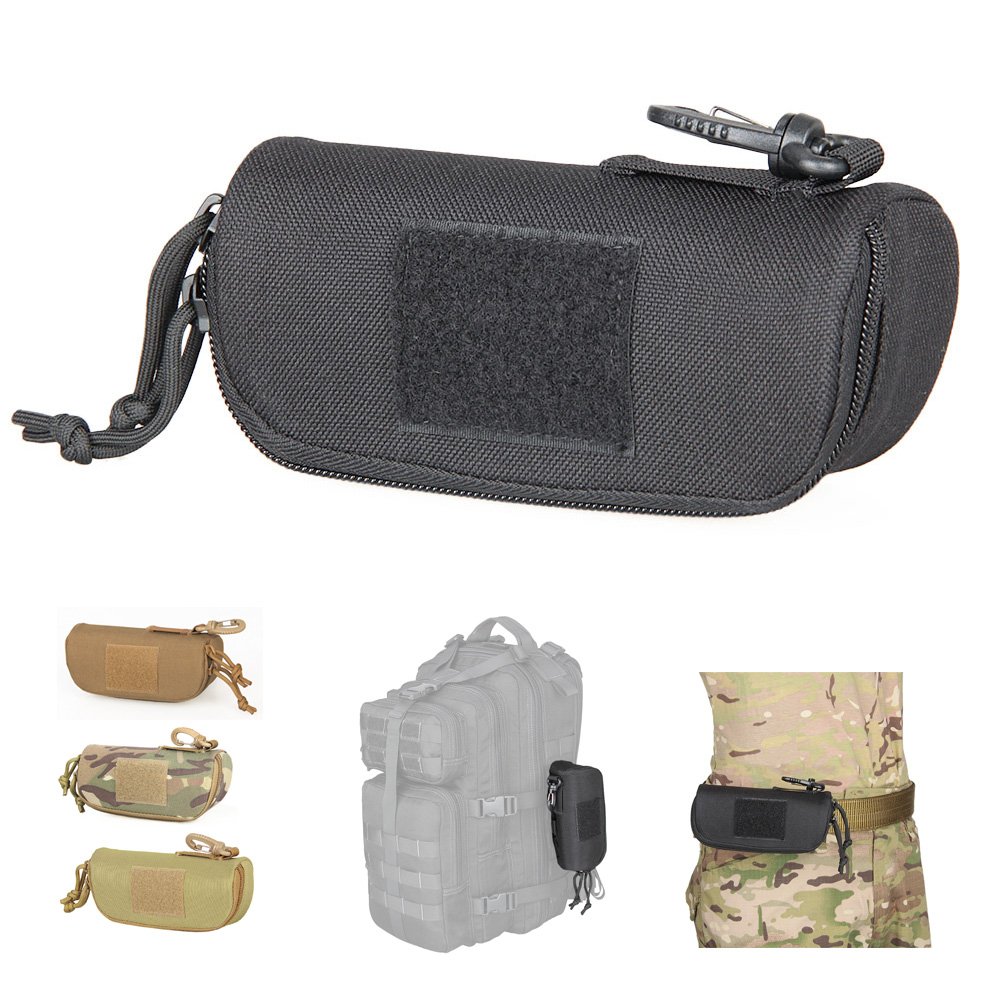 Tactical Molle Sunglasses Case 1000D Nylon Hard Clamshell Carry Glasses