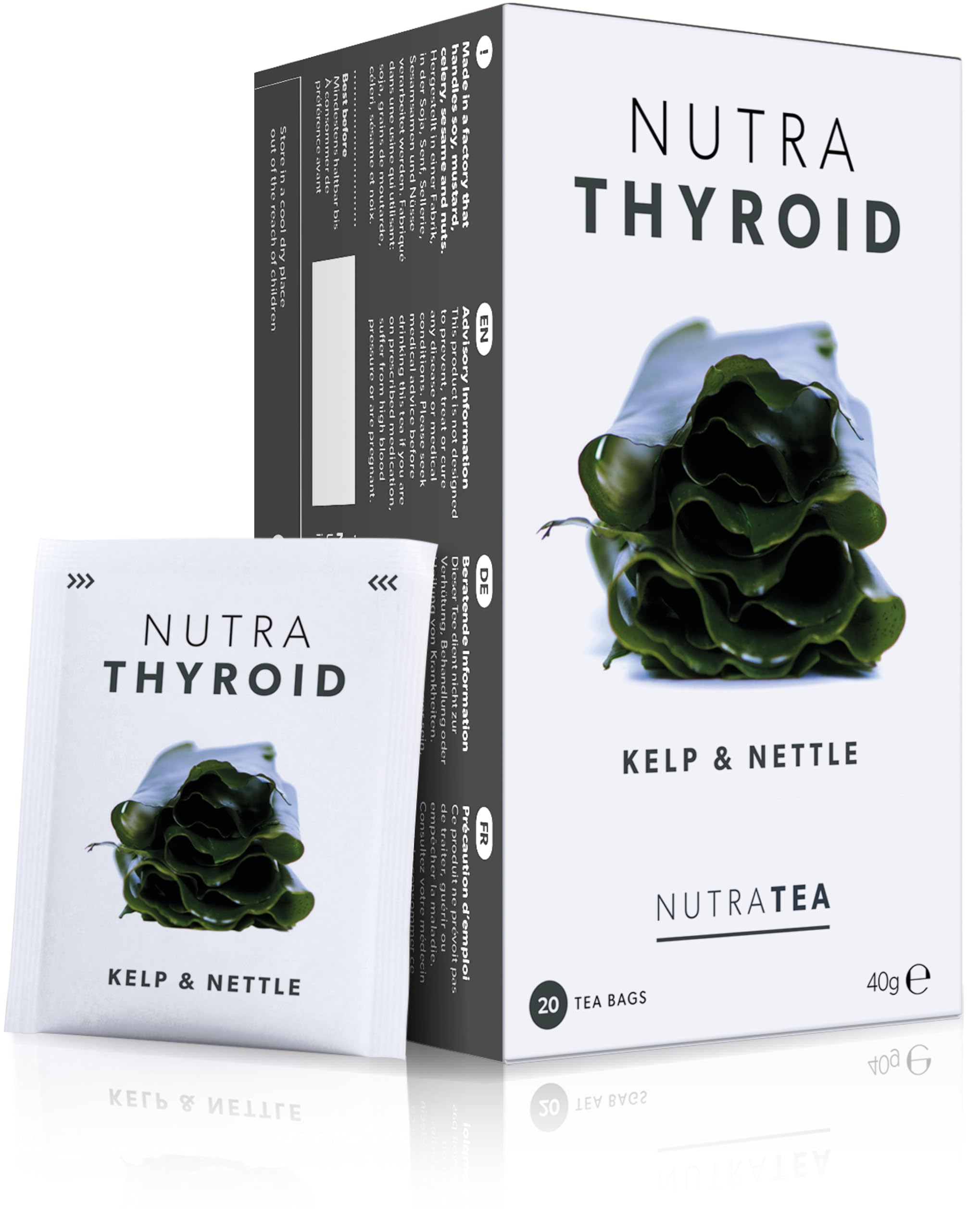 Nutra Tea Nutrathyroid - Thyroid Health Tea - Metabolism Tea - Includes Kelp, Bladderwrack & Ashwagandha - 60 Individual Wrapped Bags - Herbal Infusion (3 Pack)