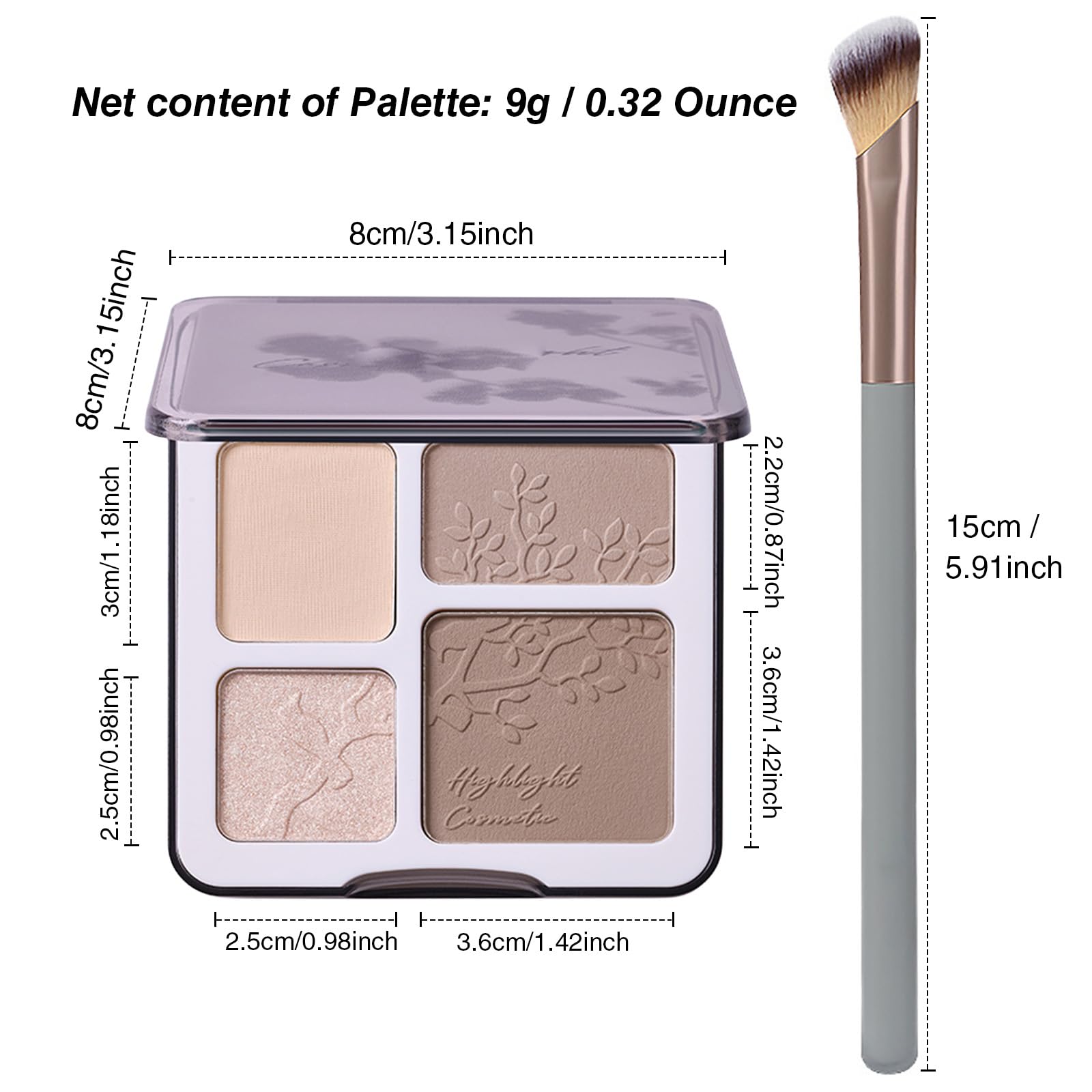 Lilyloria Face Highlighter Contour Shading Palette Sculpting Long-lasting Pressed Powder Smooth Matte Shimmer Finish Makeup for Cool Toned Skin