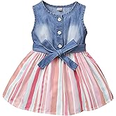 Saeaby Baby Girl Dress Toddler Girl Summer Clothes Infant Sleeveless Dress Denim Flower Sundress Cute Dresses for Girl