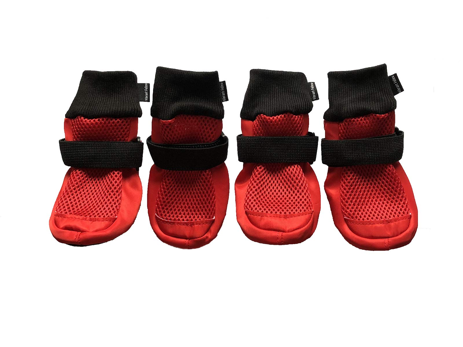 Vibrant Fellow Dog Shoes Breathable for Walking, Dog Boots Protective and Soft, Paw Protector Dog Booties that Stay on, Set of 4, Size X-Large, Colour Red