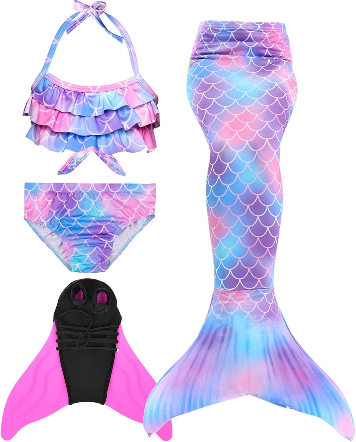 SPEEDEVE Niñas Disfraz de Sirena con Aleta para Nadar Trajes de dos piezas Ropa SPEEDEVE Niñas Disfraz de Sirena con Aleta para Nadar Trajes de dos piezas Ropa