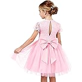 GRACE KARIN Flower Girl Dress with Big Bow,Kids Lace Tulle Princess Gown,Wedding Formal Birthday Party Pageant 5-10Y
