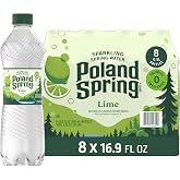 Poland Spring Maine Sparkling Bottled Water - 16.9 Fl Oz, 8 Pack | Zesty Lime Flavored Sprakling Water