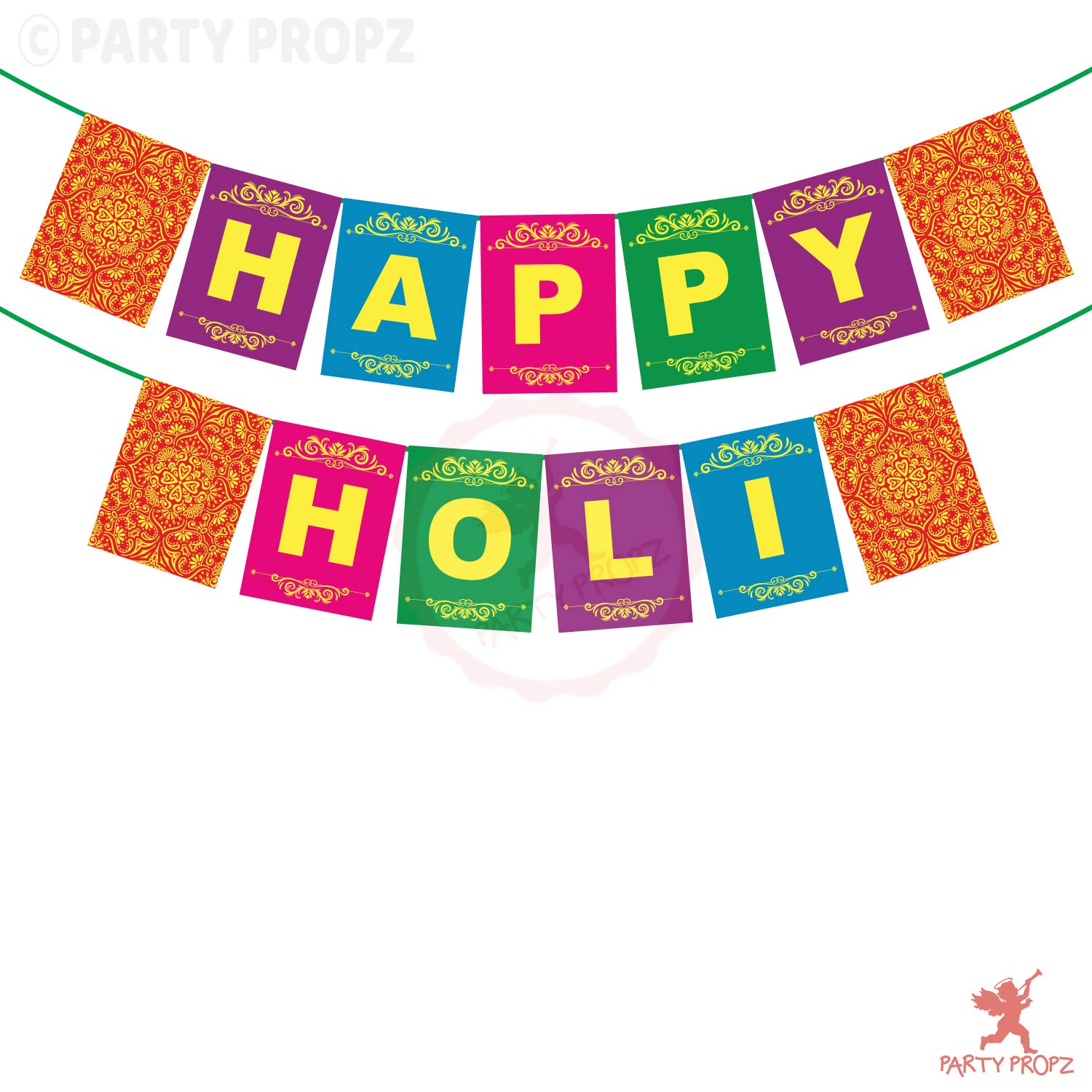 1pc Multicolour Design Happy Holi Banner For Holi Celebration
