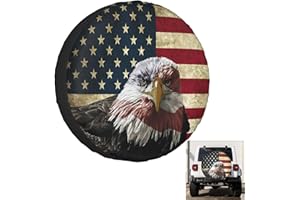 SUMSIVE Bald Eagle Spare Tire Cover Wheel Covers for RV Tires Camper American Flag Tire Cover Protectors for Trailer Rv SUV Truck Travel Trailer 15"