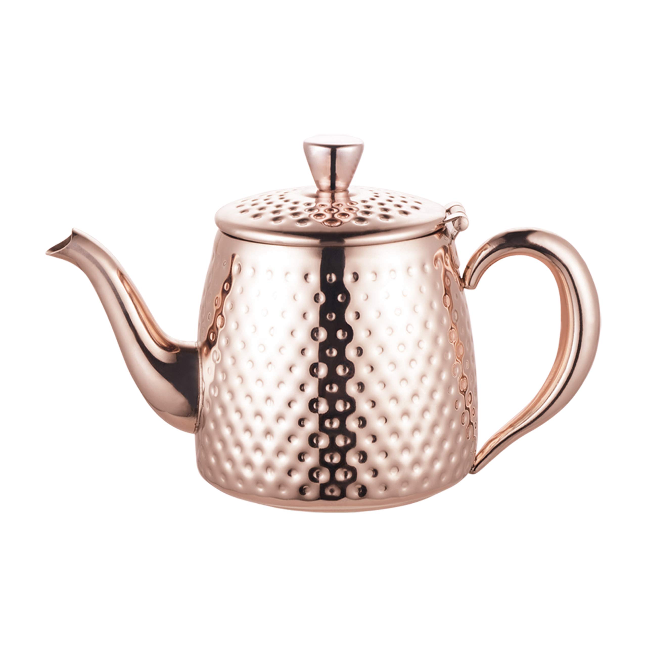 Café Olé Sandringham Teapot, 35oz (1 Litre) Copper Plated 18/10 Stainless Steel with Hammered Finish SDT-035CU