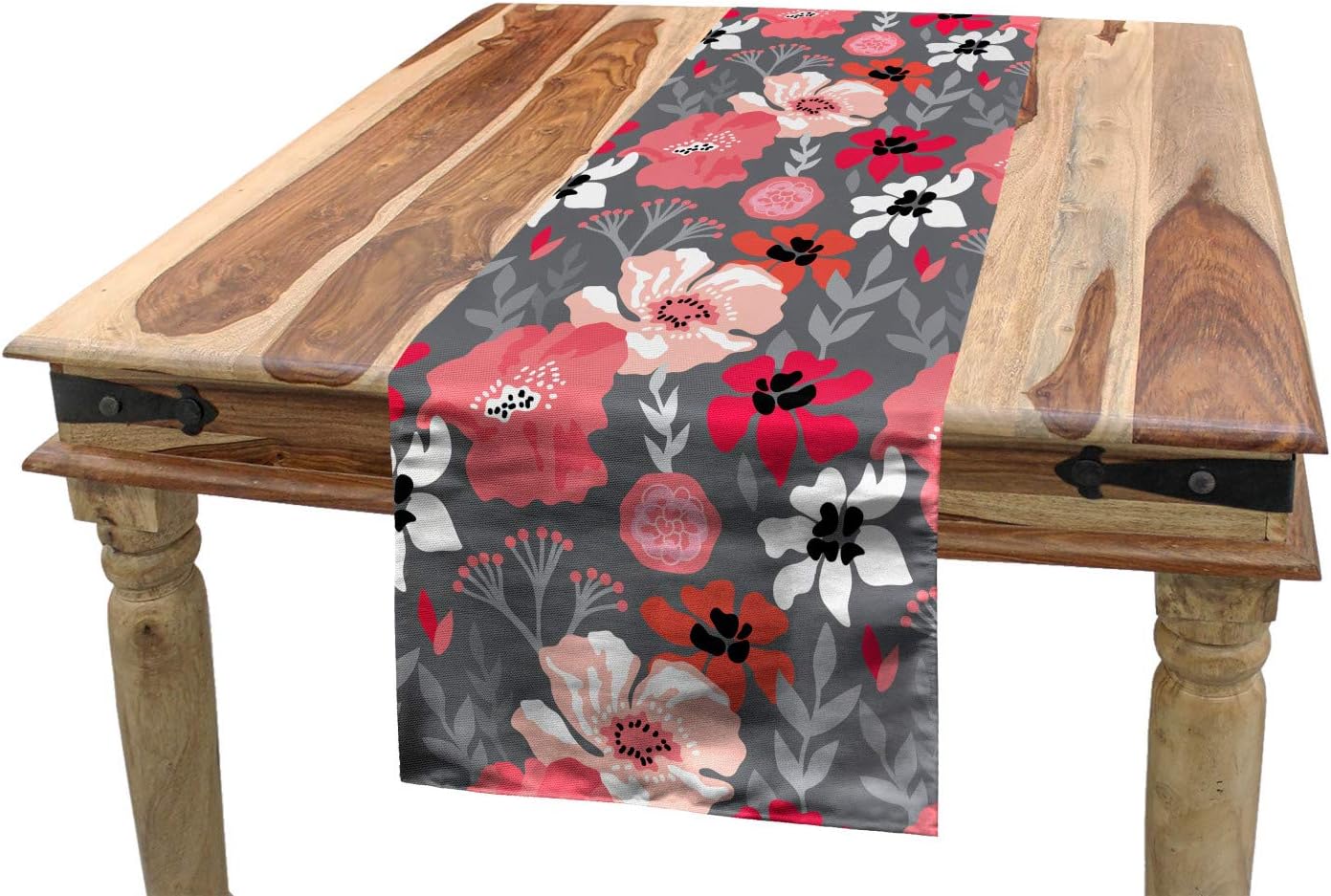 Amazon Com Ambesonne Floral Table Runner Vintage Theme Various Retro Flowers And Branches In Pastel Colors On Grey Background Dining Room Kitchen Rectangular Runner 16 X 72 Multicolor Home Kitchen