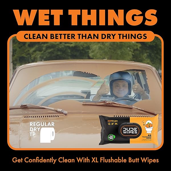 DUDE WIPES DUMPKIN SPICE FLUSHABLE WIPES – PUMPKIN SPICE SCENTED EXTRA-LARGE ADULT WET WIPES – 3 PACK (144 COUNT) – INFUSED WITH CLOVE, NUTMEG, VITAMIN E, AND ALOE – SEPTIC AND SEWER SAFE