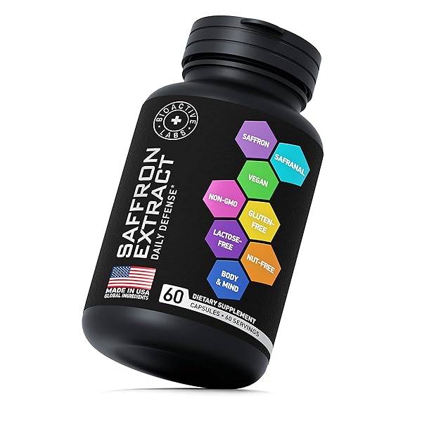 BIOACTIVE LABS OPTIMIZED SAFFRON SUPPLEMENTS – 88.5MG PURE SAFFRON EXTRACT FOR MOOD SUPPORT, FOCUS, ENERGY – PLUS CROCIN, CROCETIN, KAEMPFEROL – GLUTEN-FREE, NON-GMO – 1-A-DAY 60 CAPSULES