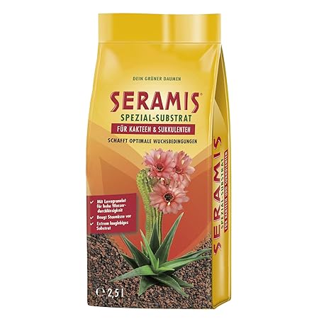 Seramis Ton-Granulat als Pflanzenerden-Ersatz für Kakteen und Sukkulenten, Spezial-Substrat, Rotbraun/Antrazith, 2,5 Liter