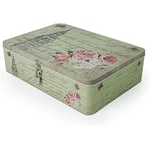 Luwint Tin Metal Storage Box - Vintage Letter Paper Cookies