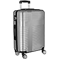Wqzlyg 24 Inch Luggage with Spinner Wheels,Lightweight Hardside Medium Checked Suitcase for Travel, Hardshell Carry On Suit Case 24",Silver+Grey