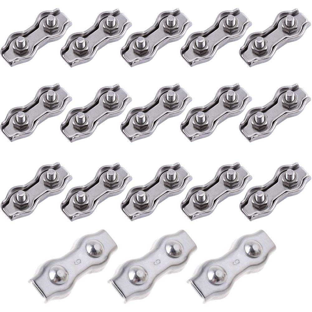 INTVN 18 Pieces M4 Wire Rope Clips, 304 Stainless Steel Duplex Wire