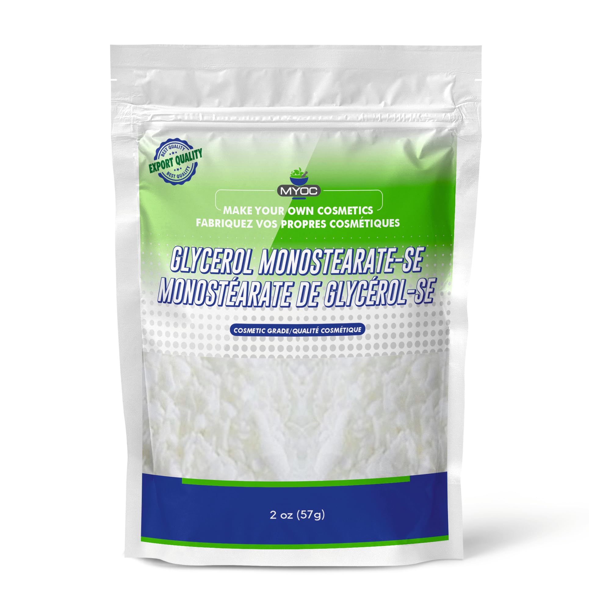 Myoc Glycerol Monostearate- SE- 2oz, Glycerol Monostearate Powder, Glycerol Monostearate Powder Cosmetic Grade, Non-GMO, Paraffin & Sulfate free