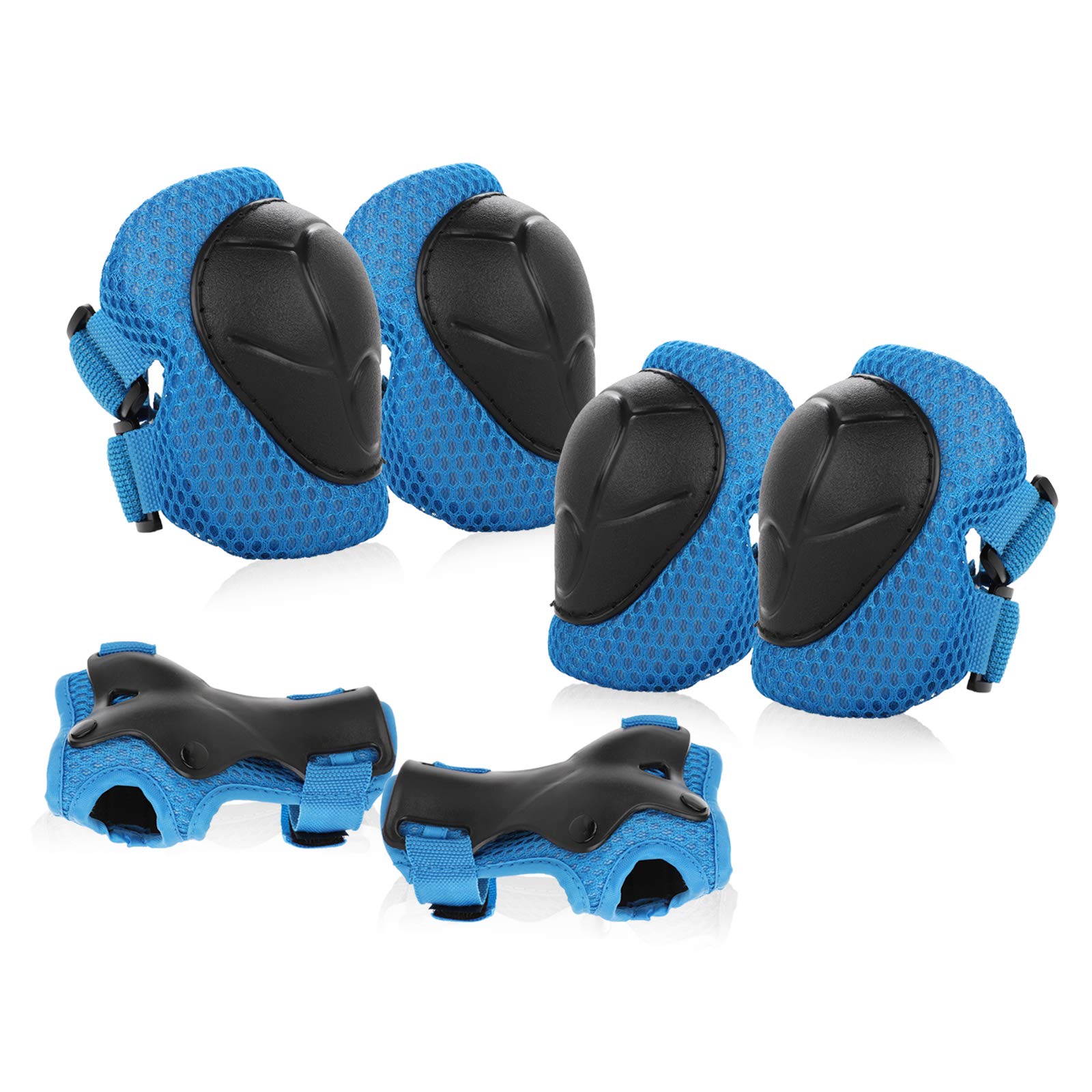 Child's Pads Set with Knee Elbow and Wrist, JIM'S STORE 6 Pcs Children Protective Gear Set Wrist Protector / Guards for Scooter Cycling Roller Skating Skateboard (Blue)
