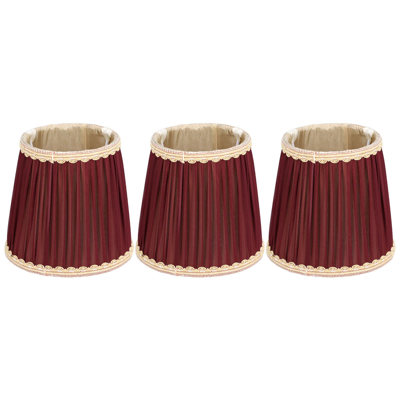 Tissting Lamp Shades, Wine Red Fabric Clip-On Chandelier Candle Light Shades for E14 Bulbs, Set of 3 for Home Wall Table Lamps Living Bedroom Decor