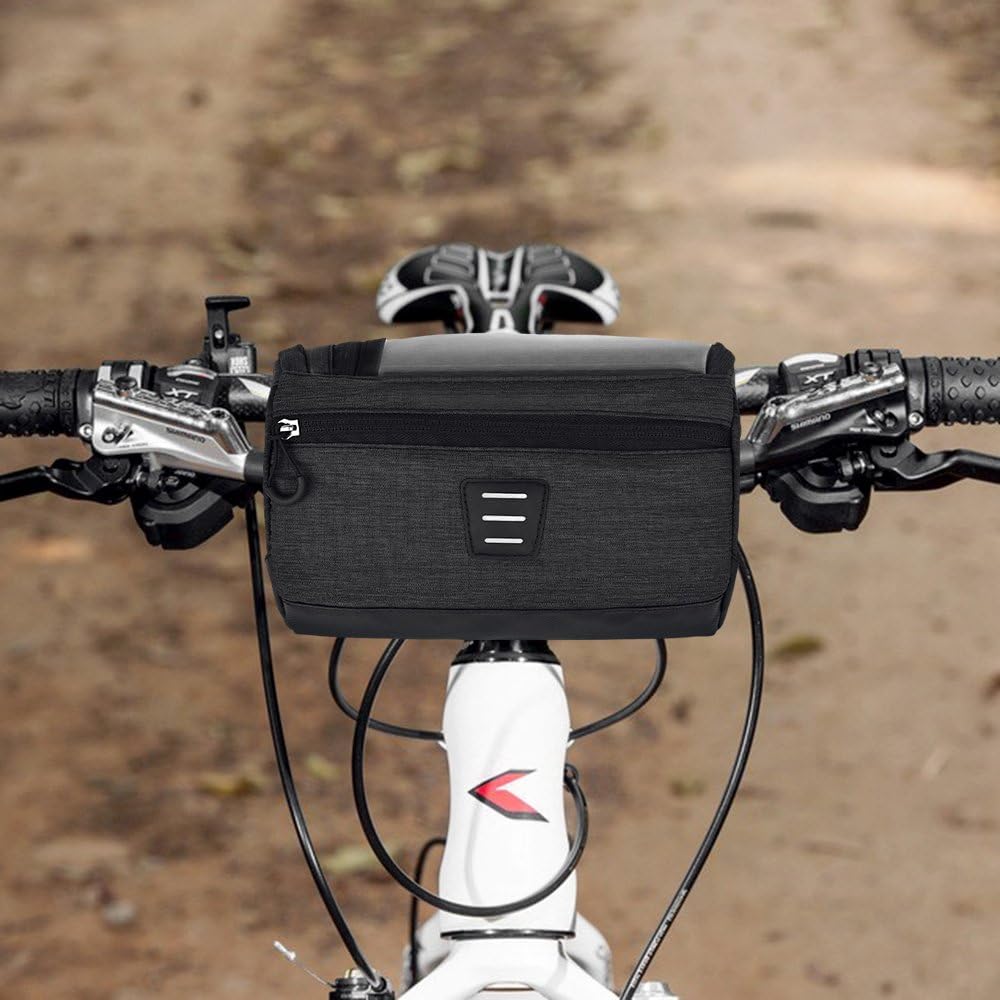 WOTOW Bike Handlebar Bag, Cycling Handlebar Storage Basket Bag Mountain Bicycle Front Frame Bag Pannier Pouch with Biking Transparent Water Resistant Touch Screen Phone Holder for Road MTB Outdoor : Sports & Outdoors