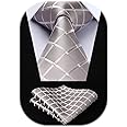 HISDERN Mens Ties Plaid Tie and Pocket Square Set Classic Woven Formal Checkered Neckties & Handkerchief Wedding Party