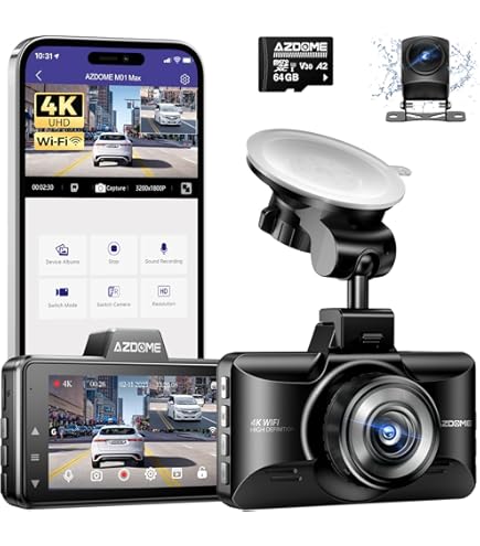 Amazon.com: AZDOME Upgraded M01 Pro 3K WiFi Dash Cam Front and