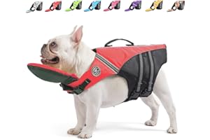 Mklhgty Dog Life Jacket, Reflective Dog Life Vest with Removable Neck Float High Buoyancy for Swimming and Boating, Ripstop Pet Safety Swimsuit Rescue Handle for Small Medium Large Dogs