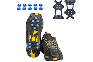 Ice Cleats, willceal Ice Grippers Traction Cleats Shoes and Boots Rubber Snow Shoe Spikes Crampons with 10 Steel Studs Cleats Prevent Outdoor Activities from Wrestling