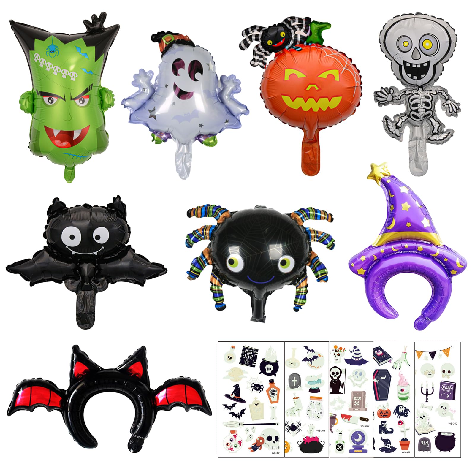 JSTHHTT Halloween Foil Balloons Set - 13 PCS Party Decorations, 6 PCS Mini Foil, Bat Balloons for Kids, Party Decor