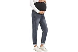 Yornobly Women's Maternity Boyfriend Jeans Over Belly Stretch Denim Pregnancy Trendy Pants