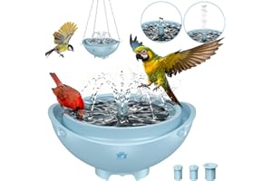 BROAIMX Solar Powered Bird Bath Fountain with Built-in Lithium Battery, 3 Nozzles for Garden, Automatic Low-Water Protection, Gift for Bird Lovers (Light Blue)