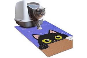 VICHIPAN Cat Litter Mat, Thick Litter Trapping Mat, Durable Litter Box Mat Waterproof, Indoor Mat Washable Mats with Non-Slip Backing, Soft on Kitty Paws and Easy to Clean (black cat head)