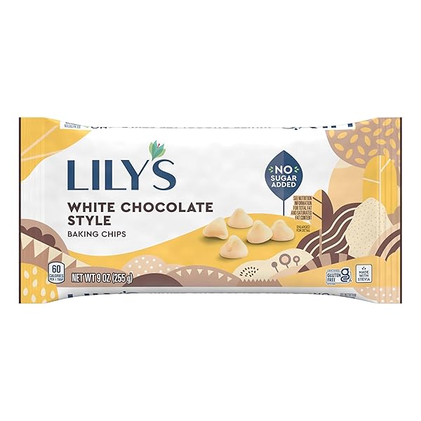 LILY’S WHITE CHOCOLATE STYLE NO SUGAR ADDED, BAKING CHIPS BAG, 9 OZ
