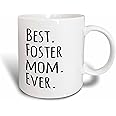 3dRose Best Foster Mom Ever Mug, 1 Count (Pack of 1), Black