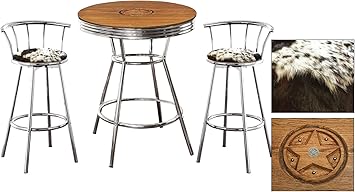 Amazon Com Custom Oak Bar Table Set Features A Texas Rangers Coin