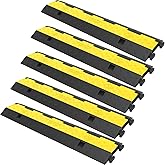 VEVOR 5 Pack Cable Protector Ramp 2 Channel 11000 lbs/Axle Load Capacity | Traffic Speed Bump, Modular Interlocking Connection, Protective Wire Cord Rubber Ramp Driveway, with PVC Flip-Open Top Cover