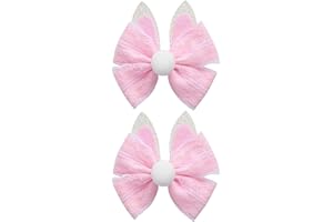 JIADUO 2PC Easter Bunny Ears Hair Bow Clips 4 Inch Rabbit Hair Accessories Spring Party Supplies Pink