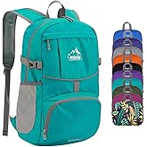 WATERFLY Hiking Packable Daypack Backpack: 25L Ultra Lightweight Day Pack for Woman Man - Small Compact Folding Back Pack for Outdoor Sport Cycling Camping Travel Trip - Turquoise