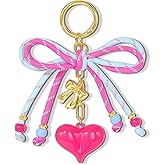 KissYan Bag Charms for Women, Rope Backpack Charms with Heart Pendant, Dainty Keychain for Handbag Tote Bag Purse Gifts