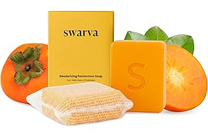 Swarva Japanese Persimmon Cleanser Bar 2 Pk Bundle for Body Odor, Persimmon Solution for Old People Smell - Natural Antibacterial Body Bars, Organic Formula, Japanese Skin Care, Antibacterial Hygiene