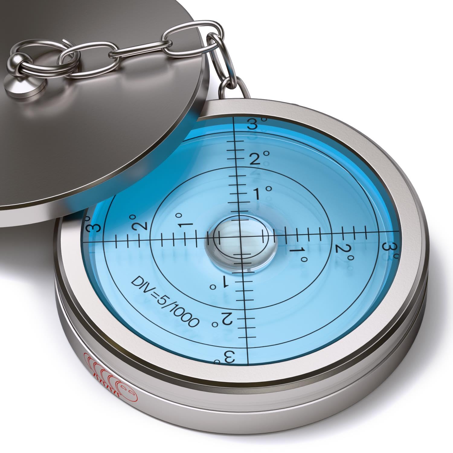 Caterpillar Red Metal Large Spirit Bubble Level, Round, Blue/Silver, Model 570, Traditional Style