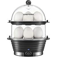 Chefman Electric Egg Cooker Boiler, Rapid Egg-Maker & Poacher, Food & Vegetable Steamer, Quickly Makes 12 Eggs, Hard or…