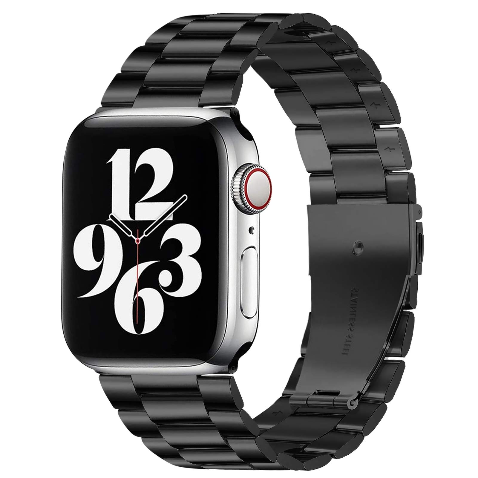 TRISTRAPS Compatible with Apple Watch Ultra Strap 41mm 40mm 38mm Black Stainless Steel Sport Wristband Compatible for iWatch Series SE,9,8,7,6,5,4,3,2,1