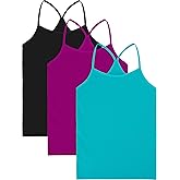 Boao 3 Pieces Girls Dance Tank Tops Racerback Camisole Undershirts Spaghetti Strap Camis Dance Clothes Tank Tops for Girls