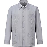Mens Shirts Guayabera Shirts Cuban Long Sleeve Mexican Shirts for Men