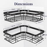 Kitsure Corner Shower Caddy 2 Pack Rustproof Shelves 4 Hooks Soap Holder Black view 2