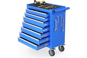 Granper 7-Drawer Rolling Tool Chest, Tool Box with 4 Wheels and Drawers, High Capacity Detachable Mobile Tool Storage Cabinet for Garage, Workshop, Mechanics and Repair Room (Blue)