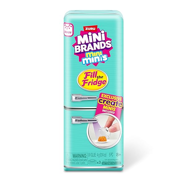 MINI BRANDS FILL THE FRIDGE PLAYSET W/UV LIGHT BY ZURU, COLLECTIBLES, DIY, RESIN PLAY, EXCLUSIVE RECIPE, NOT EDIBLE, 8+