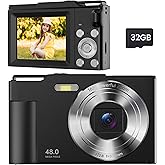 Digital Camera for Kids: Black Camera for Teens - Christmas Birthday Gifts for Boys Girls 8-10 - Toys for Girls 8-13 - Compact Camera for 6 7 8 9 10 Years Old- Toys for Kid Children Toddler