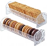 Tiangrid 2 Pcs Clear Cracker Tray for Serving Acrylic Crystal Cookie Holder | 8.7 x 2.8 x 2.5'', Cheese Cracker Serving Tray, Dessert Platter, Snack Food Display, Appetizers Candy, Home Christmas Party